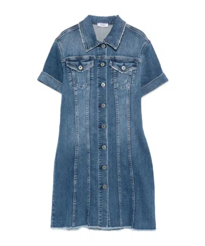 Liu •jo Button-front Denim Skirt In Blue