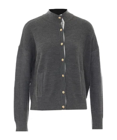 Liu •jo Button-front High-neck Cardigan In Gray