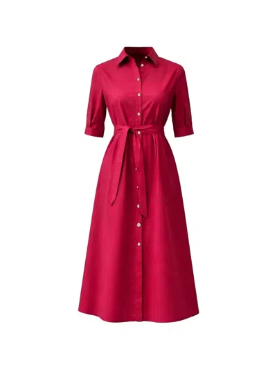 Liu •jo Button-up Belted Shirt Dress In Red