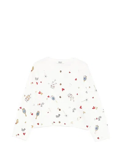 Liu •jo Kids' Button-up Cardigan In White