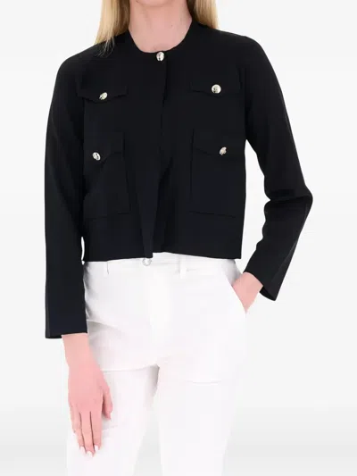 Liu •jo Button-up Knitted Jacket In Black