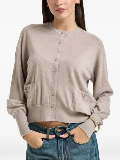 Liu •jo Button-up Pocket-detail Cardigan In Neutral