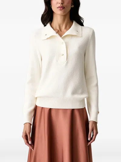Liu •jo Button-up Textured Sweater In Neutral