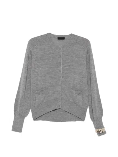Liu •jo Button-up Wool Cardigan In Gray