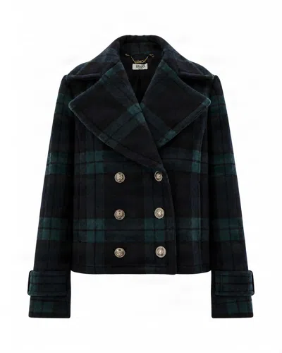 Liu •jo Caban Blue Tartan In Black