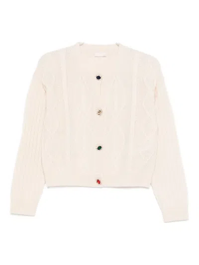 Liu •jo Cable-knit Cardigan In Pink