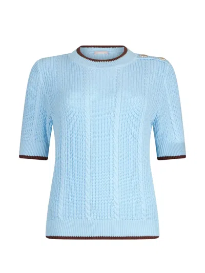 Liu •jo Cable-knit Decorative Buttons Sweater In Blue