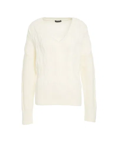 Liu •jo Cable-knit Sweater In White