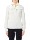 Liu •jo Cable Knit Sweater With Half-fastening Collar In White