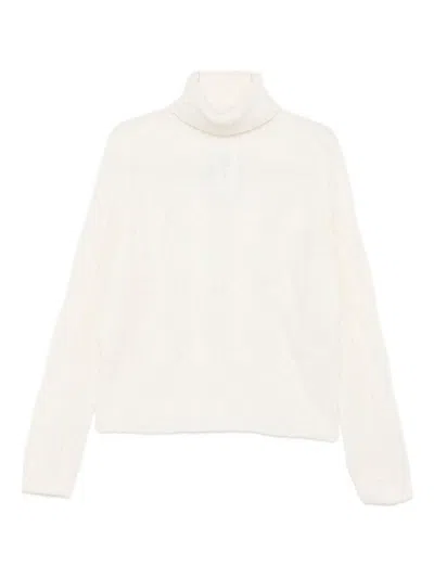 LIU •JO CABLE-KNIT SWEATER WITH HIGH TURTLENECK