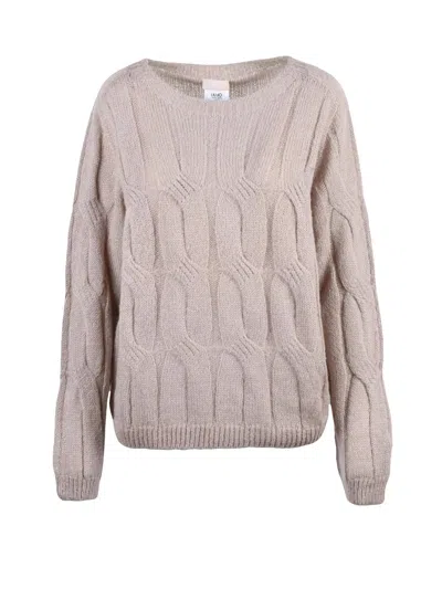 Liu •jo Cable Knit Sweater With Textured Design And Warm Feel In Gray