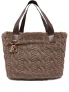 Liu •jo Hobo Cable-knit Teddy Shoulder Bag In Brown