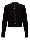 Liu •jo Cable Knit Wool Cardigan In Black