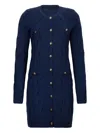 Liu •jo Cable Knit Wool Dress In Blue