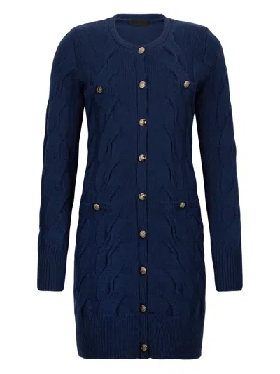 Liu •jo Cable Knit Wool Dress In Blue