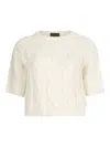 Liu •jo Cable Knit Wool Sweater In Neutral