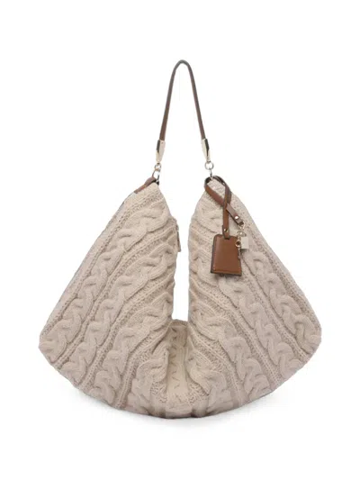 Liu •jo Cable-knit Shoulder Bag In Purple