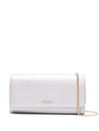 Liu •jo Logo-lettering Clutch Bag In Silver