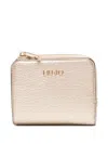 Liu •jo Caliwen Zip-around Leather Purse In Gold