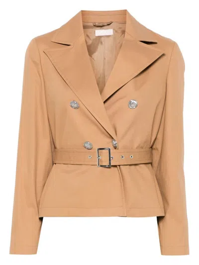 Liu •jo Liu Jo Camel Beige Double-breasted Short Trench Coat