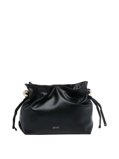 Liu •jo Camel Logo Crossbody Bag In Black