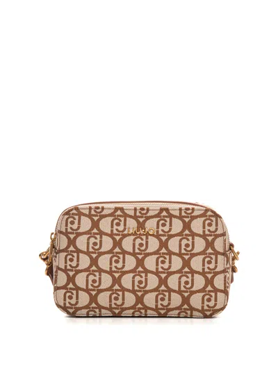 Liu •jo Camera Case Fabric Bag In Brown/beige