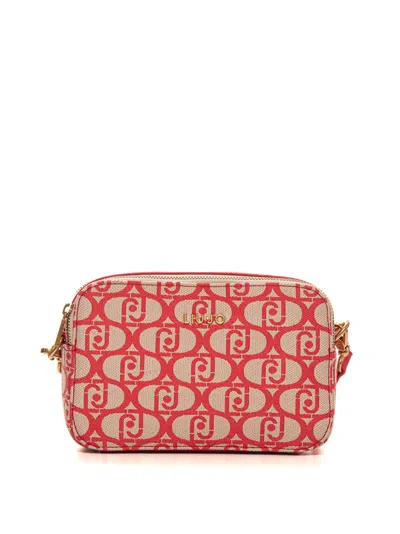 Liu •jo Camera Case Fabric Bag In Rosso-bianco