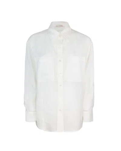 LIU •JO WHITE RAMIE WOOL SHIRT
