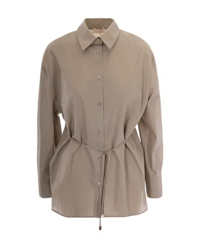 Liu •jo Camicia Popeline Aluminum In Brown