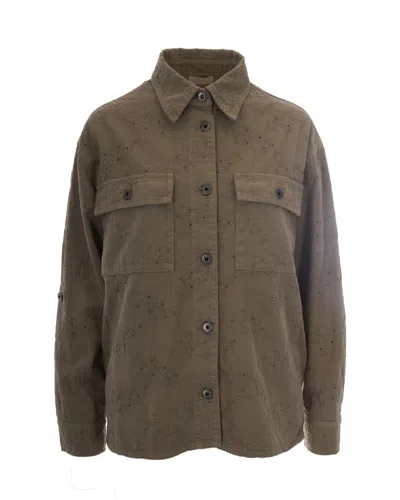 Liu •jo Camicia Ricamata Aluminum In Green