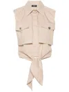 Liu •jo Layered Tie-fastening Vest In Beige