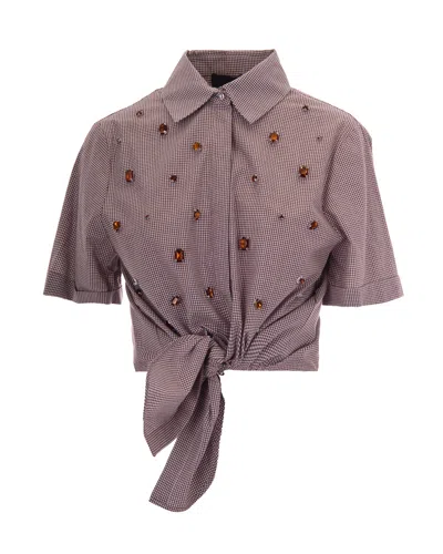 Liu •jo Camicia Vichy Choco Square In Brown