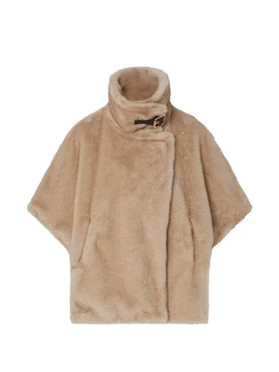 Liu •jo Cape In Faux Fur In Neutral