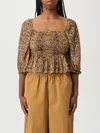 Liu •jo Liu Jo Flared Animal Print Top With Metallic Details