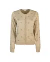 Liu •jo Cardigan Beige Con Logo E Strass In 60920