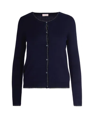 Liu •jo Cardigan Con Dettagli In Lurex Navel Blue