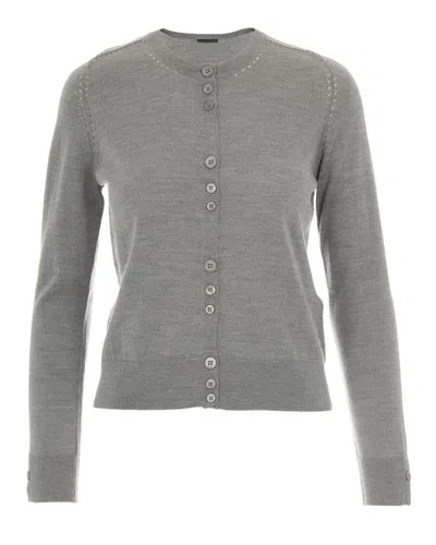 Liu •jo Buttoned Detailed Wool Cardigan In Gray