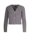 Liu •jo Cardigan In Lana Con Strass Grey Melange In Gray