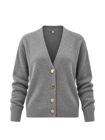 Liu •jo Cardigan In Pure Wool In Gray