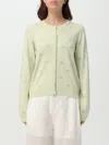 Liu •jo Cardigan In Light Green With Lettering Motif Con Strass In Mint