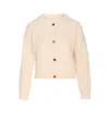 Liu •jo Cable-knit Embellished Cardigan In Neutral