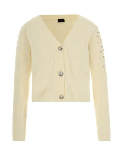 Liu •jo Crystal-embellished Ribbed Cardigan In Brown