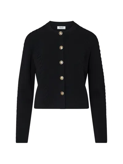 Liu •jo Cardigan With Braided Details In Black