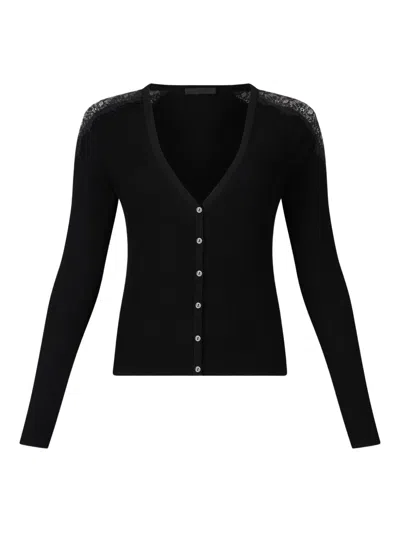 Liu •jo Cardigan With Lace In Black