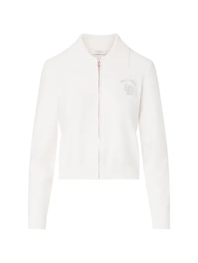 Liu •jo Cardigan With Micro Sequins In White