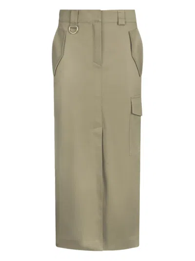 Liu •jo Cotton Cargo Skirt In Green