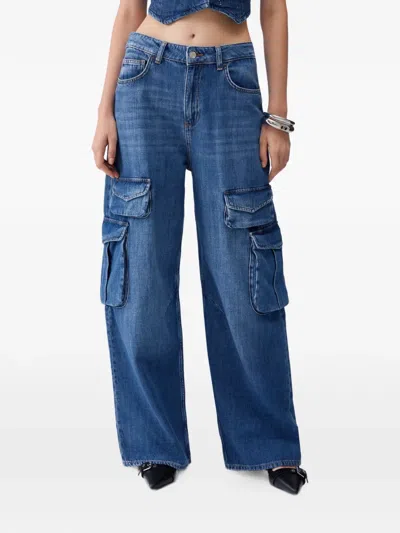 Liu •jo Cargo-pocket Straight-leg Jeans In Blue