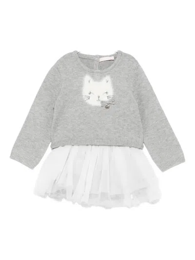 Liu •jo Babies' Cat-face Tulle Skirt In Gray