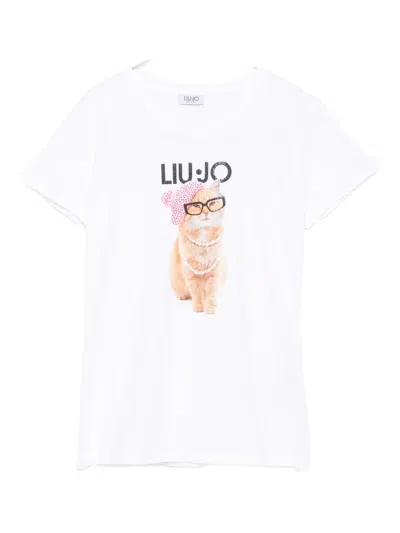 Liu •jo Cat-print T-shirt In White