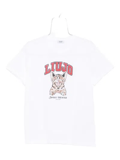 Liu •jo Cat-print T-shirt In White